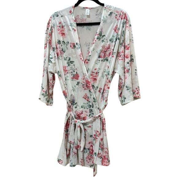 Flora by Flora Nikrooz Floral Kimono Robe Womens XL Wrap Belted Lounge Sleepwear - Picture 1 of 6